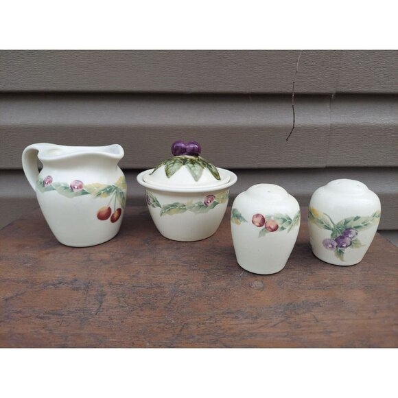 Pfaltzgraff Jamberry Sugar, Creamer and Salt & Pepper Shakers - Picture 1 of 5